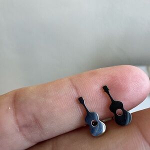 Mini Guitar Stainless Steel Earrings – Unisex Music Jewelry